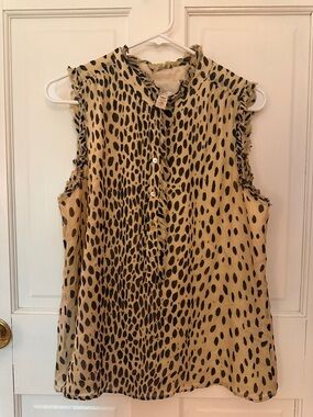 J. Crew Silk Sleeveless Animal Print Blouse -10